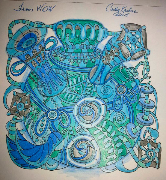 Colored by Cathy Krohne - from Wow (Angie's Extreme Coloring Books Volume 1)