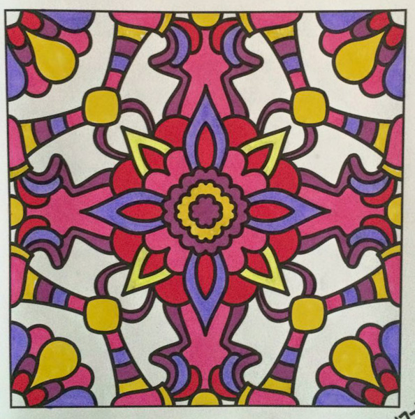 Colored by Laurie Catlin - from Flowers (For Crayons And Wide Tipped Markers)