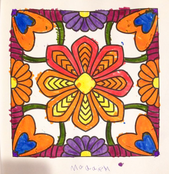 Colored by Maddie M. - from Flowers (For Crayons And Wide Tipped Markers)