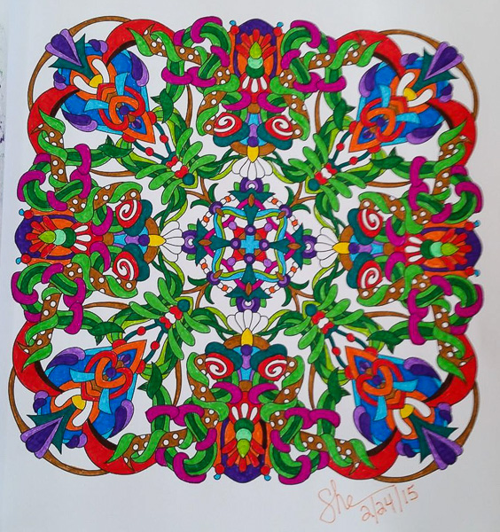 Colored by Shari Erickson - from Wow (Angie's Extreme Coloring Books Volume 1)