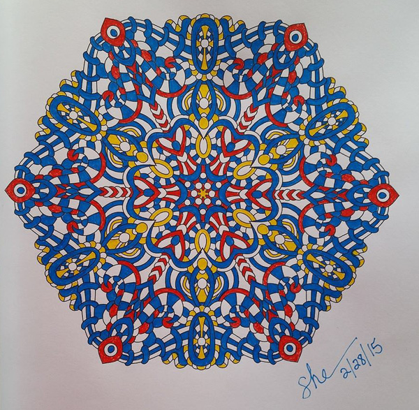 Colored by Shari Erickson - from Wow (Angie's Extreme Coloring Books Volume 1)