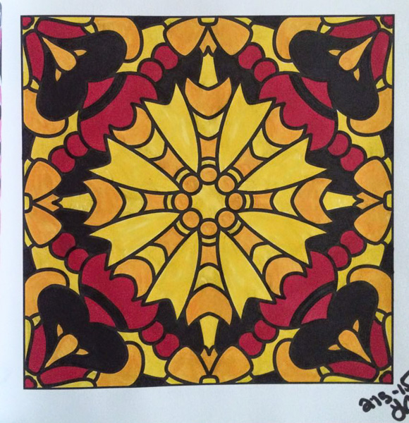 Colored by Laurie Catlin - from More Flowers (For Crayons And Wide Tipped Markers)
