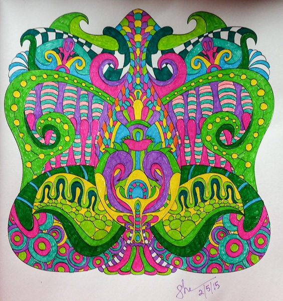 Colored by Shari Erickson - from Wow (Angie's Extreme Coloring Books Volume 1)