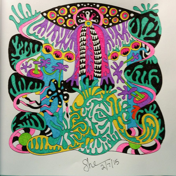 Colored by Shari Erickson - from Wow (Angie's Extreme Coloring Books Volume 1)