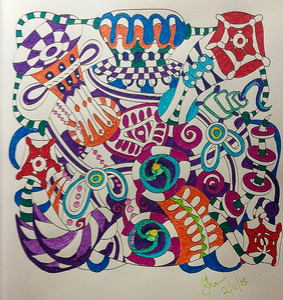 Colored by Shari Erickson - from Wow (Angie's Extreme Coloring Books Volume 1)