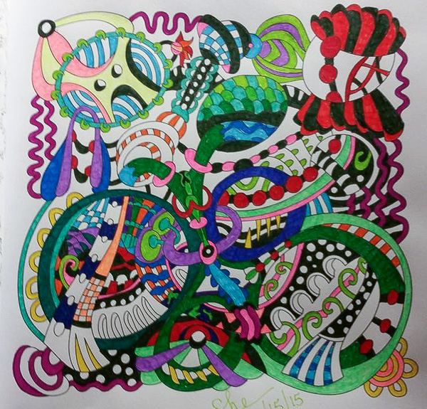 Colored by Shari Erickson - from Wow (Angie's Extreme Coloring Books Volume 1)