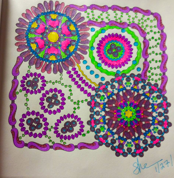 Colored by Shari Erickson - from Wow (Angie's Extreme Coloring Books Volume 1)