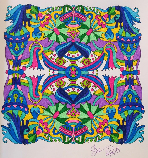 Colored by Shari Erickson - from Wow (Angie's Extreme Coloring Books Volume 1)