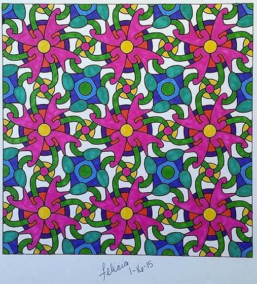 Colored by Felicia Brandon - from Whimsy (Angie's Patterns Volume 2)