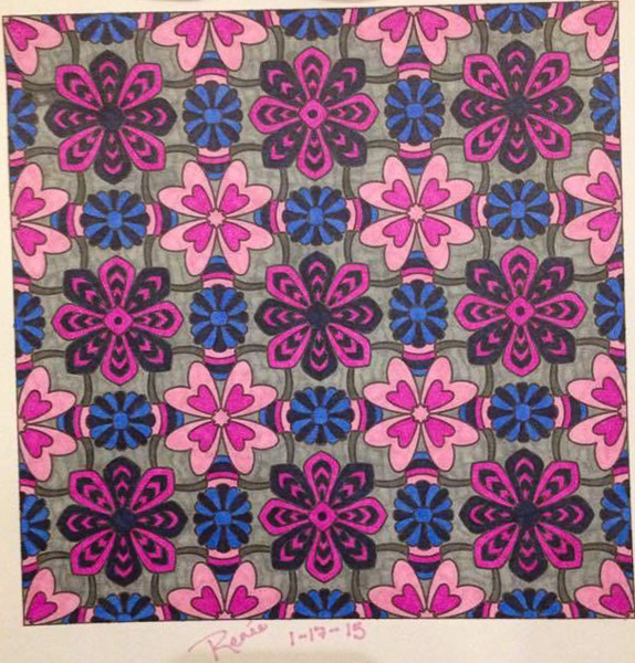 Colored by Renee Maas - from Flowers (Angie's Patterns Volume 8)