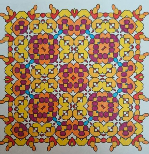 Colored by Sabrina Williams - from Ink Doilies (Angie's Patterns Volume 1)