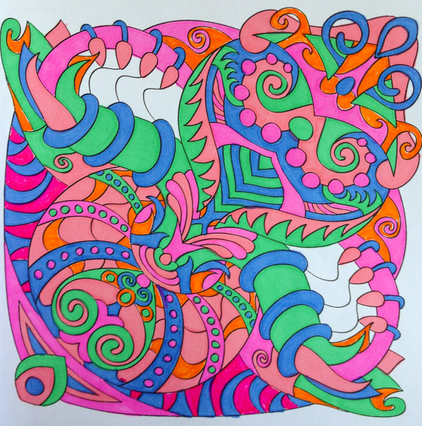 Colored by Alison Ferries - from Wow (Angie's Extreme Coloring Books Volume 1)