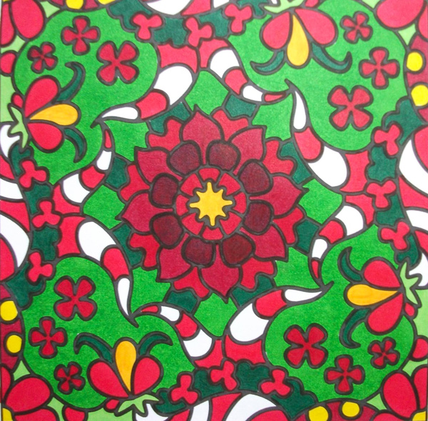 Colored by Mary Weeks - from Flowers (For Crayons And Wide Tipped Markers)