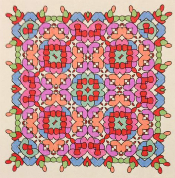 Colored by Cozette Morstein - from Ink Doilies (Angie's Patterns Volume 1)