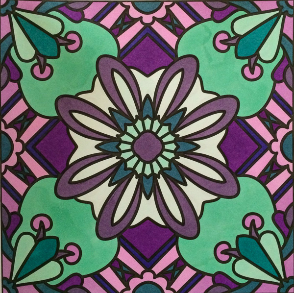 Colored by Laurie Catlin - from Flowers (For Crayons And Wide Tipped Markers)