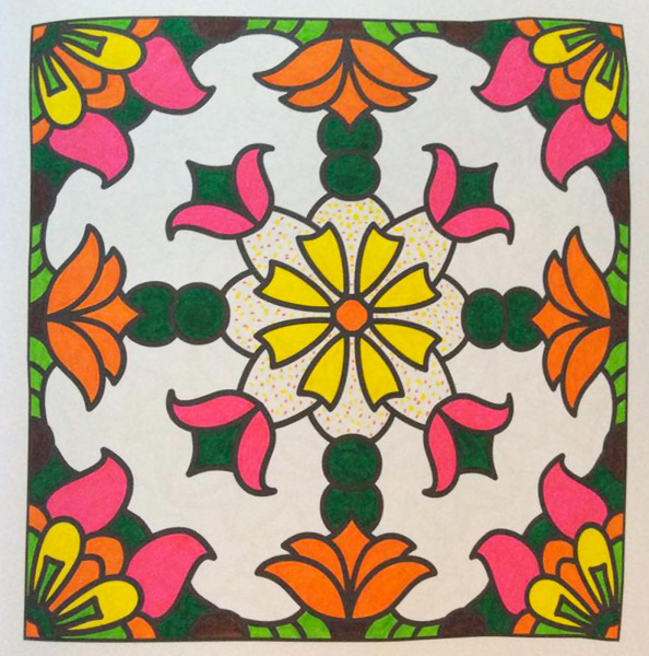 Colored by Lynda Crossland - from Flowers (For Crayons And Wide Tipped Markers)