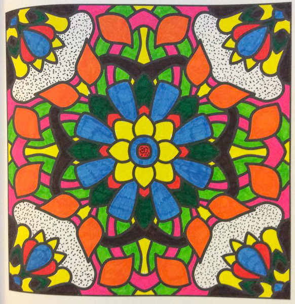 Colored by Lynda Crossland - from Flowers (For Crayons And Wide Tipped Markers)