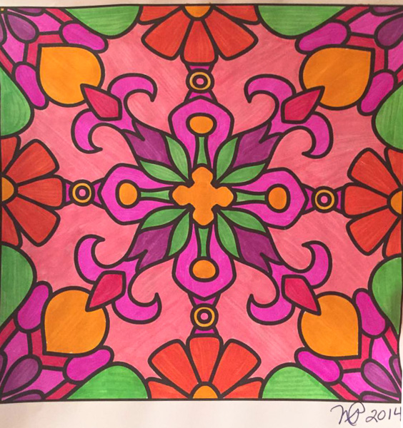 Colored by Nancy Posey - from Flowers (For Crayons And Wide Tipped Markers)