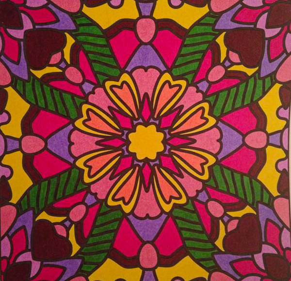 Colored by Melanie Tranka - from Flowers (For Crayons And Wide Tipped Markers)