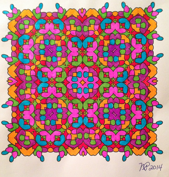 Colored by Nancy Posey - from Ink Doilies (Angie's Patterns Volume 1)