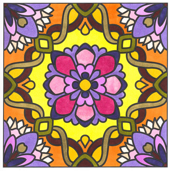 Colored by Angie Grace - from Flowers (For Crayons And Wide Tipped Markers)