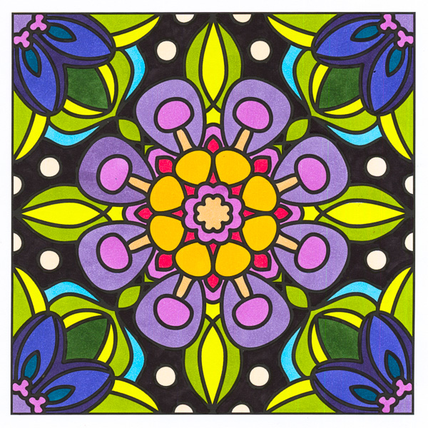 Colored by Angie Grace - from Flowers (For Crayons And Wide Tipped Markers)