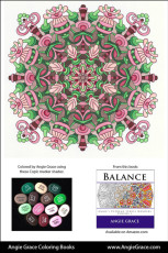 Angie Grace Coloring Books, colored by Angie with Copic Sketch markers. Color palette, colour schemes, shade list.