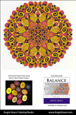 Angie Grace Coloring Books, colored by Angie with Copic Sketch markers. Color palette, colour schemes, shade list.