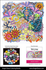 Angie Grace Coloring Books, colored by Angie with Copic Sketch markers. Color palette, colour schemes, shade list.