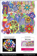 Angie Grace Coloring Books, colored by Angie with Copic Sketch markers. Color palette, colour schemes, shade list.