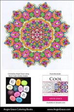 Angie Grace Coloring Books, colored by Angie with Copic Sketch markers. Color palette, colour schemes, shade list.